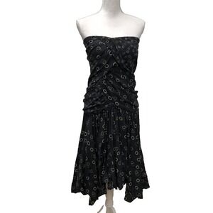 Isabel Marant Calliope Dress Womens 42 6 Black Silk Fit And Flare Strapless New